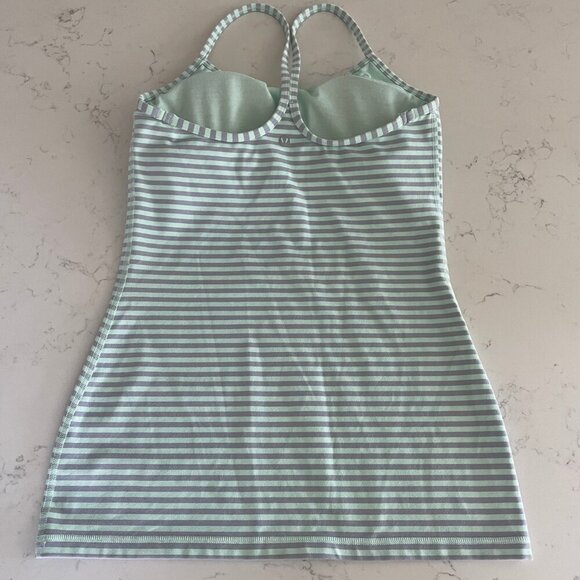 Lululemon Power Y Striped Tank Yoga Top Shelf Bra w Liners Mint Grn Lavender 6 - Picture 6 of 11